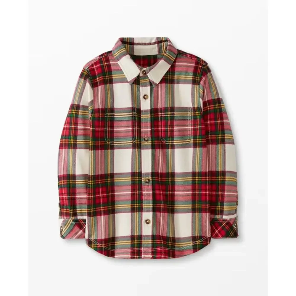 $50 Hanna Andersson Boys Button Down in French Terry - 6-7 years